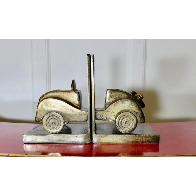 Brass Desk Top Bookends in the shape of a Vintage Car, 1980s, Set of 2 For Sale - Image 6 of 7