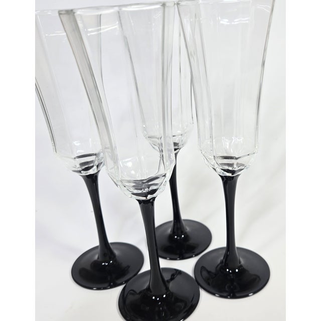 80s Glam Goth Champagne Flutes- Set of Four For Sale - Image 4 of 12