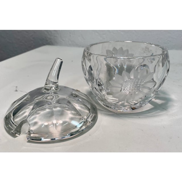 Antique Pumpkin Shaped Cut Glass Jam Jar With SunFlower Design From England For Sale - Image 4 of 9