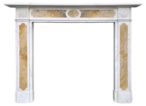 Antique Regency Statuary and Siena Marble Fireplace Mantel, 1850s