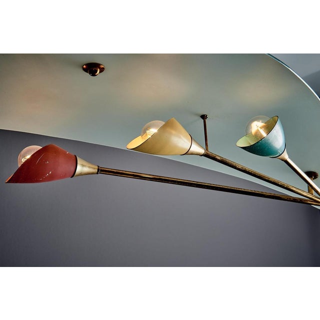 Sculptural Pendant Light with Sweeping Frosted Glass Shade, Italy, 1950s For Sale - Image 10 of 14