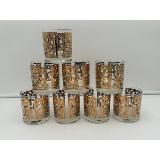 Mid-Century Modern 1960s Georges Briard Gilt Decorated Glasses- 16 Pieces For Sale - Image 3 of 11