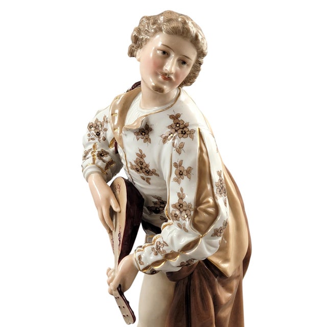 Large Gallant Musicians in Porcelain from Volkstedt, Richard Eckert & Co., 1894, Set of 2 For Sale - Image 11 of 13