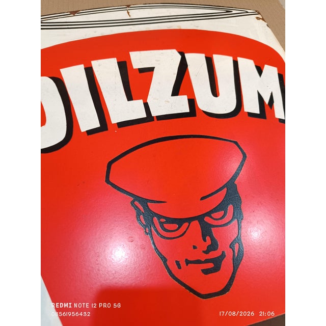 Antique White Oilzum Sign Advertising Steel Plate Reproduction For Sale - Image 8 of 9