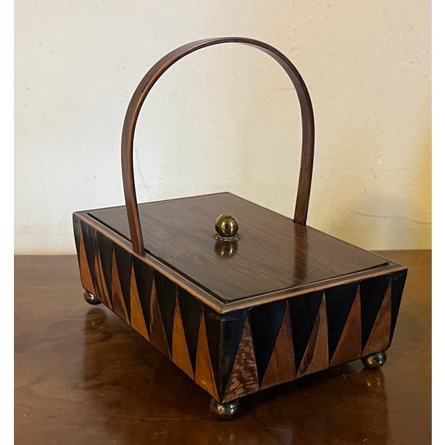 Antique Early 19th Century English George III Exotic Wood Harlequin Desk Box for Stationery or Sewing Pannier For Sale - Image 13 of 15