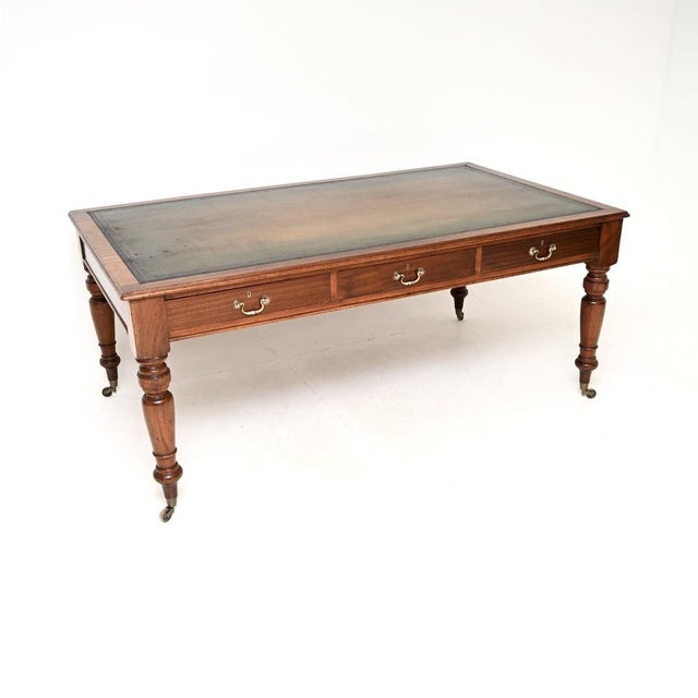Large Antique Victorian Walnut Library Table, 1860 For Sale - Image 3 of 14