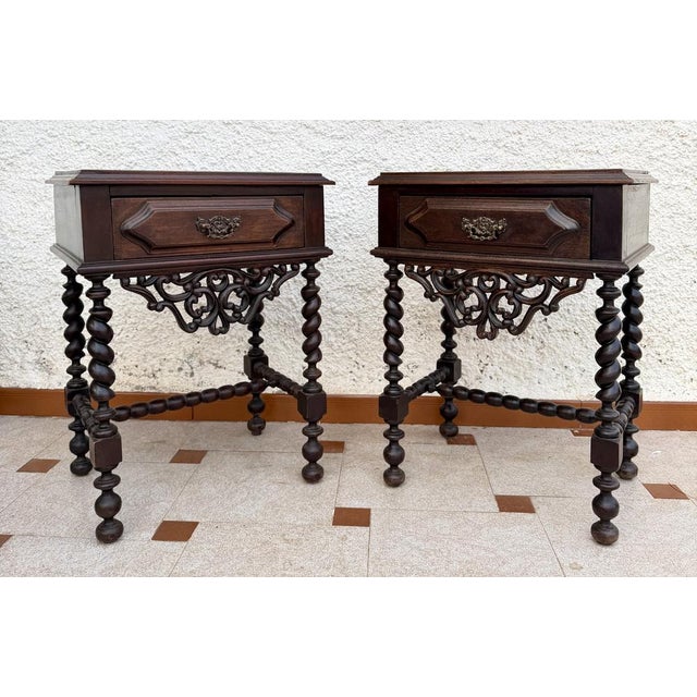 1940s Portuguese Barley Twist Nightstands, 1940s, Set of 2 For Sale - Image 5 of 15