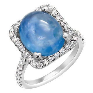 Gia Certified No Heat Sapphire 6.46 Carat Diamond 0.75 Carat White Gold Ring 5.5 For Sale