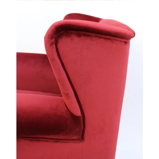 Maroon Set of Armchairs in Velvet and Brass, 1970s For Sale - Image 8 of 10