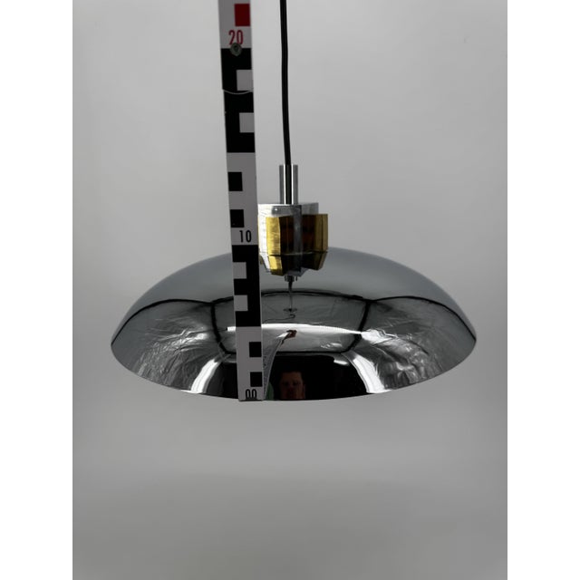 Bauhaus Pendant Lamp in Chrome and Brass by Art Line, 1980s For Sale - Image 14 of 15