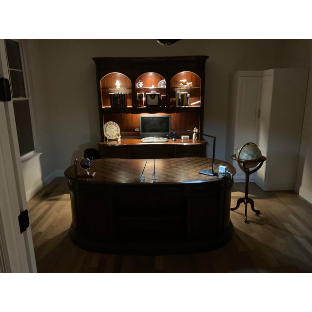 Traditional Hooker Furniture Seven Seas Executive Desk, Credenza & Lighted Hutch – 3-Piece Suite For Sale - Image 3 of 14