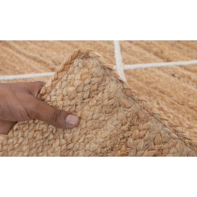 Modern Geometric Bohemian Jute Rug 3x12Ft. For Sale - Image 9 of 13