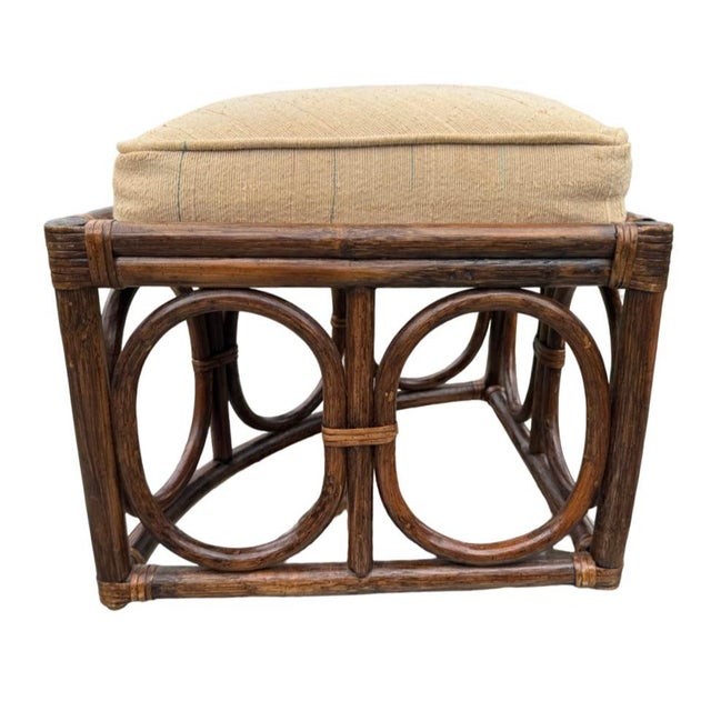 Vintage Alexvale Rattan 4-Piece Nesting Chair & Glass-Top Cocktail Table Set For Sale In Greenville, SC - Image 6 of 9