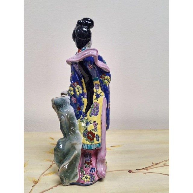 Vintage-Style Porcelain Floral Lady Figurine With Fan For Sale - Image 9 of 9