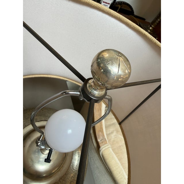 Pottery Barn Etched Nickel Table Lamp For Sale - Image 9 of 12