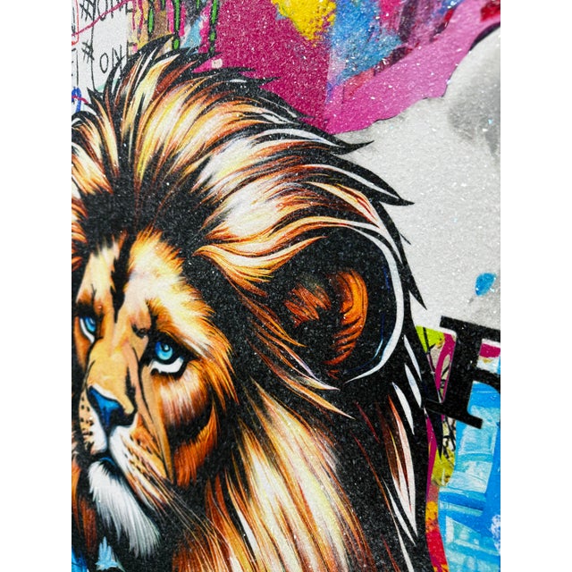 Contemporary Jozza, Red Rolex!, Huge Original Painting With Diamond Dust, 60x48 Inches, Lion, 2026 For Sale - Image 3 of 4