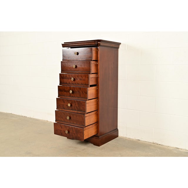 Grange French Louis Philippe Solid Cherry Wood Highboy Dresser or Semainier For Sale In South Bend - Image 6 of 14