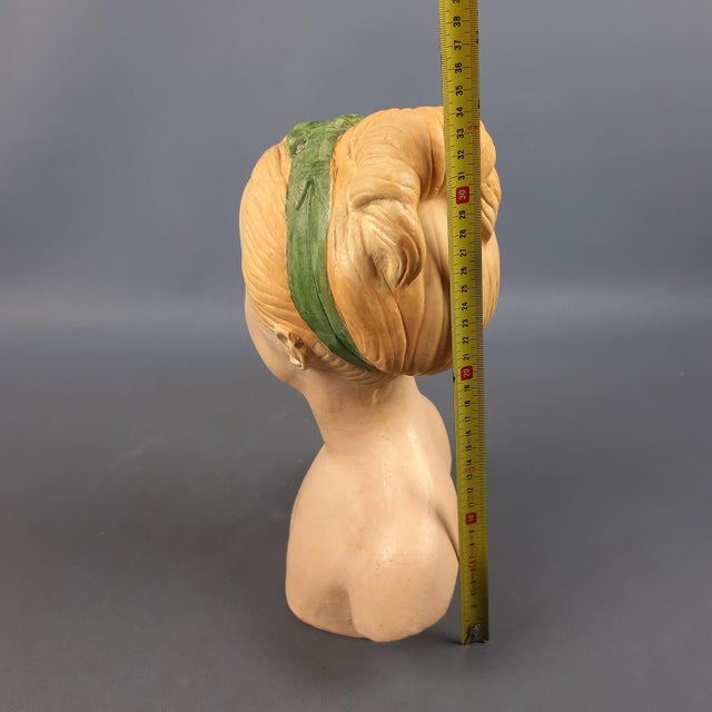 Terracotta Bust of Girl with Bow, 1960s For Sale - Image 17 of 18