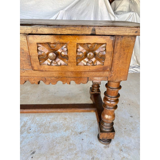 Late 19th Century Late 19th Century Italian Walnut Three Drawer Console Table For Sale - Image 5 of 12
