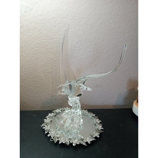 1980s 1980s Gorgeous Bohemia Czech Clear Crystal Bird in Flight Sculpture For Sale - Image 5 of 6