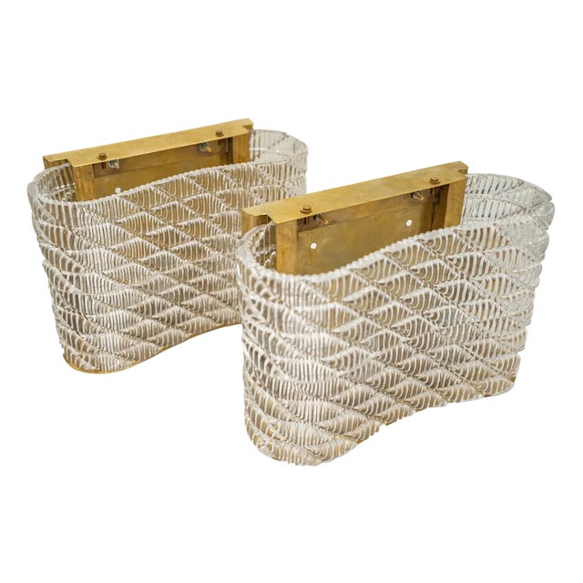 Wall Lamps in Murano Glass attributed to Gianni Seguso, 1960s, Set of 2 For Sale