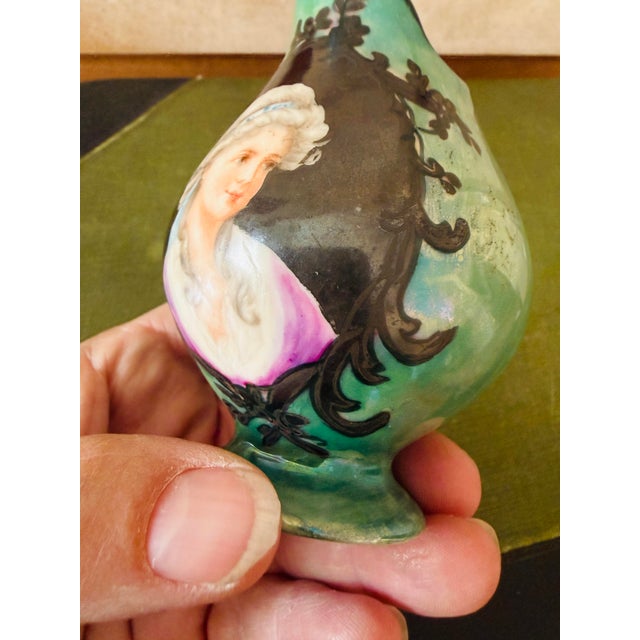Antique D&c Limoges France Portrait Creamer | Delinieres & Co Porcelain | 1894–1900 Hand Painted Portrait Pitcher Creamer For Sale - Image 10 of 10