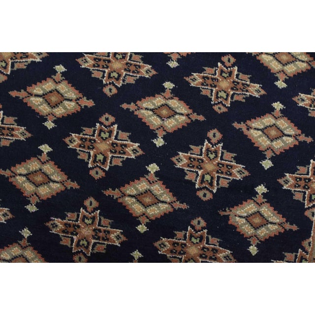 Bokhara Jaldar Rug 4’2” X 6’2” Blue Wool Tribal Hand-Knotted Oriental Carpet For Sale - Image 4 of 12
