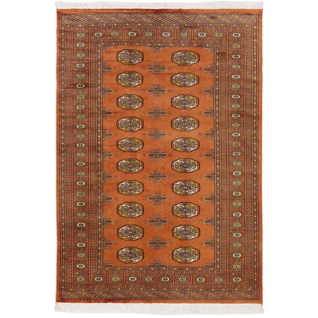 Boho Chic Bokhara Rust/Beige Hand Knotted Wool Rug For Sale - Image 9 of 9
