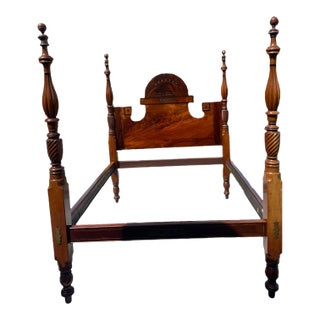 Federal Period Sheraton Southern Cherry Cannonball Four-Poster Bed, Late 18th–Early 19th Century For Sale