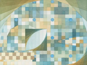 'Abstract Watercolor in Azure and Jade' by D.M.Hubbard; 1980