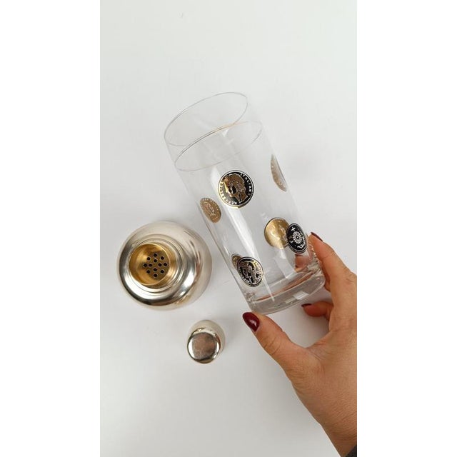 Mid-Century Italian Glass Cocktail Shaker with Coins Decor, 1950s For Sale - Image 4 of 18