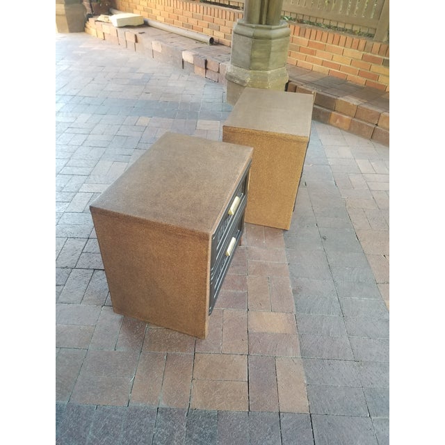1970s Rare Pair of Cork and Brass Nightstands For Sale In Los Angeles - Image 6 of 13