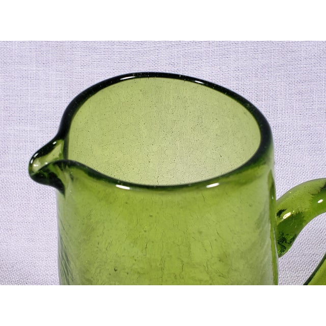 Mid 20th Century Vintage Original Blenko Mid-Century Modern Hand Made Crackle Glass Pitcher For Sale - Image 5 of 7