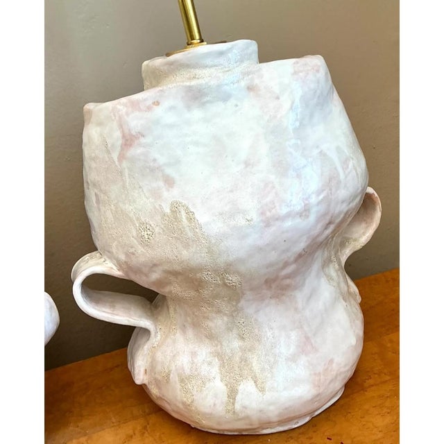 Early 21st Century Vintage Sculptural Ceramic Table Lamps - a Pair For Sale - Image 5 of 14