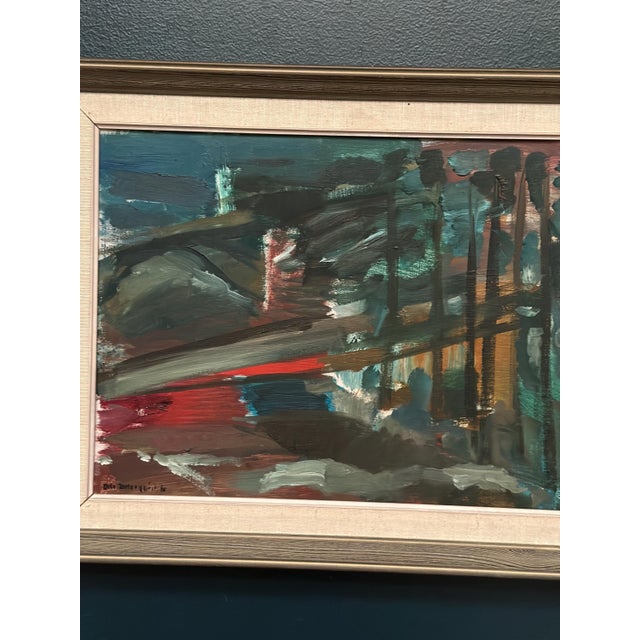 Mid-Century Modern Olle Zetterqvist, Abstract Landscape, 1960, Oil on Canvas, Framed For Sale - Image 3 of 15