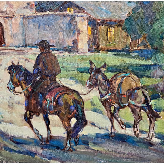 Marjorie Reed –Franciscan Rider Approaching Mission San Diego De Alcalá at Dusk-Oil Painting For Sale In Los Angeles - Image 6 of 13