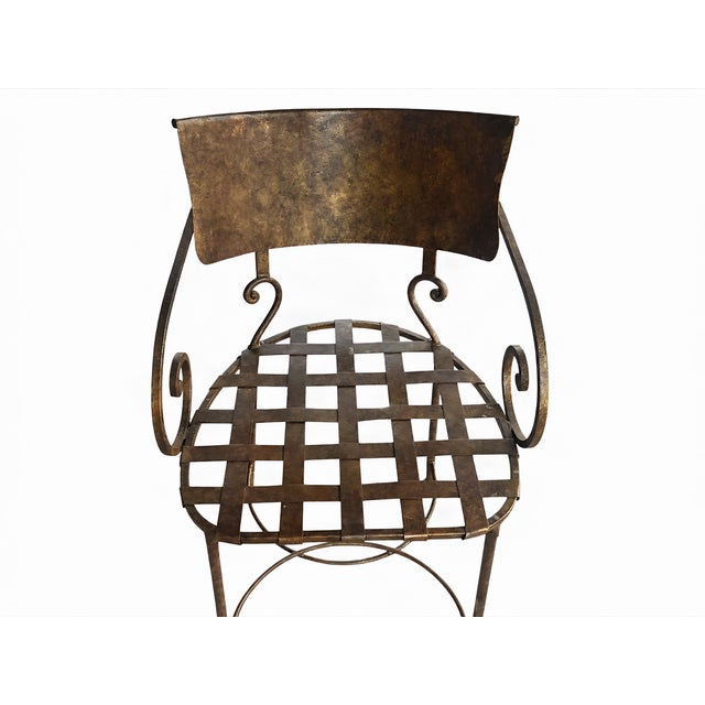 Hollywood Regency Vintage Wrought Iron Garden Patio Chairs For Sale - Image 3 of 8
