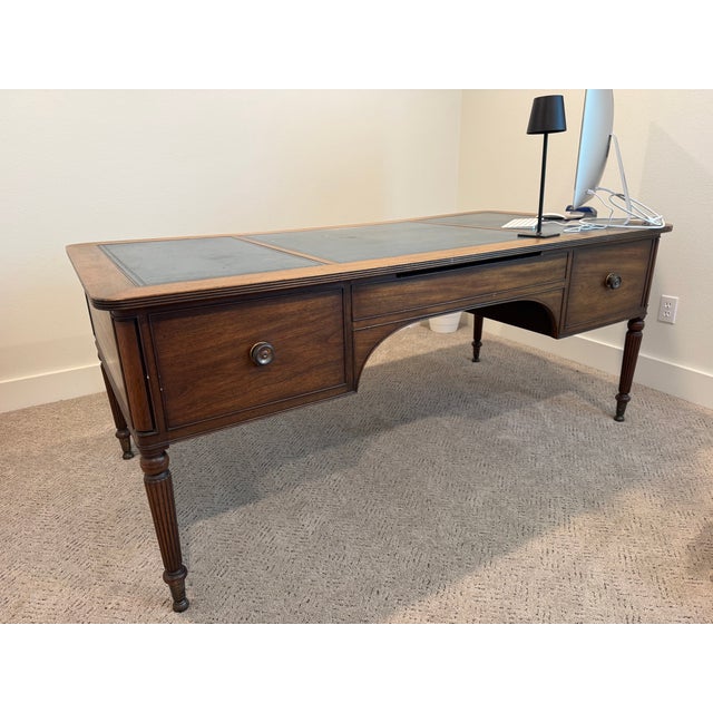 Authentic Kittinger Kd1203+72 Mahogany Executive Writing Desk With Leather Top | Hubinger Company Provenance For Sale - Image 6 of 6
