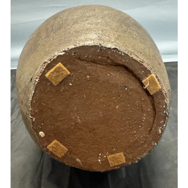 Mid-Century Modern Ceramic Earthenware Pottery Drip Glazed Brown Pear Shaped Bud Vase Vintage MCM For Sale - Image 3 of 9