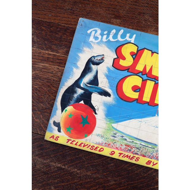Original w. E. Berry ltd hand-painted poster artwork on board. Featuring ‘billy smart’s circus and menagerie’. Exceptional...