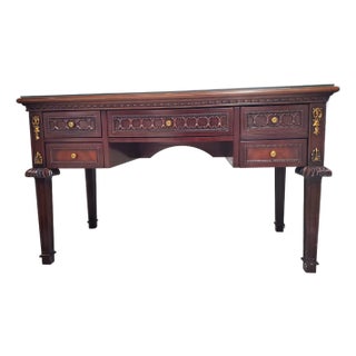 Antique 54" Neoclassical Executive Desk With Carved Detail For Sale