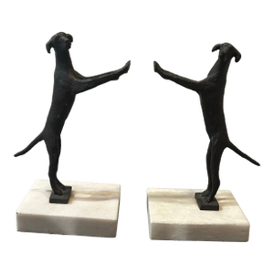 1980’s Original Contemporary Expressionism Bird Dog Iron Bookends- Set of Two