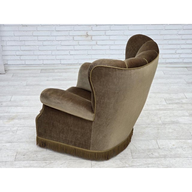 Danish Relax Armchair in Dark Green Velour and Ash, 1960s For Sale - Image 14 of 18