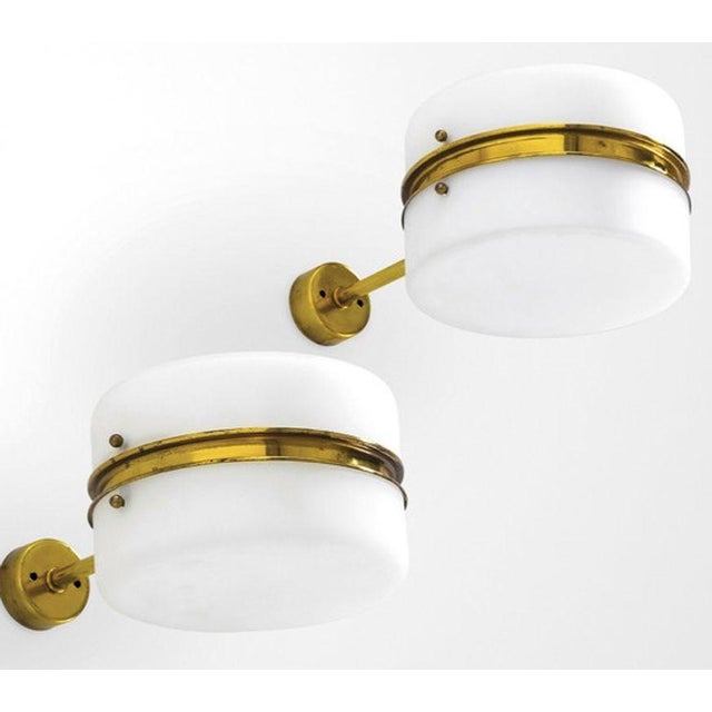 1960s 1960s Stilnovo Brass & Opaline Glass Wall Sconces - Set of Three For Sale - Image 5 of 6