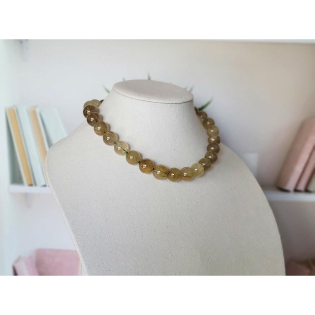 Gold Rutilated Quartz & Turquoise Beaded Necklace by Noblesse Oblige Studio, 18" For Sale - Image 8 of 13