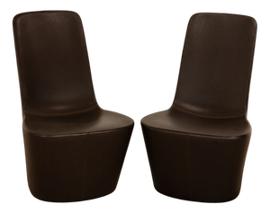 Monopod Leather Armchair Set in Dark Brown by Jasper Morrison for Vitra, Set of 2