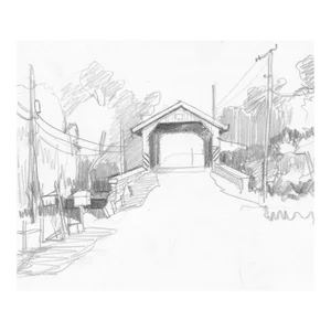 1980s John Reilly Covered Bridge Drawing