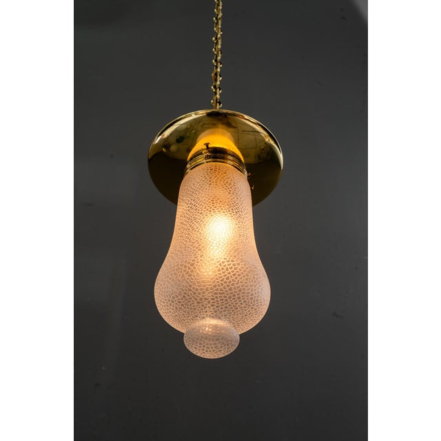 Art Deco Brass Pendant with Glass Shade, Vienna, 1920s For Sale - Image 17 of 18