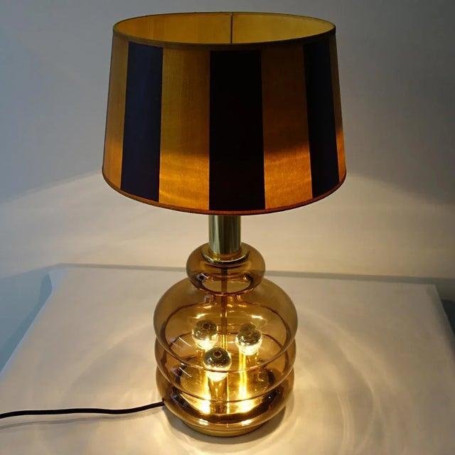 Mid-Century German Smoked Glass Table Lamp from Doria Leuchten For Sale - Image 6 of 11