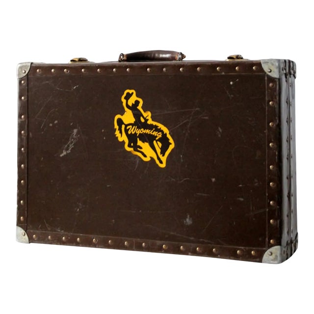 Vintage Metal & Wood Luggage Case For Sale